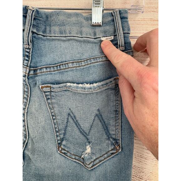 Mother Denim High Waisted Looker Ankle Fray Jeans Women's 26 Blue Destroyed - Picture 6 of 15